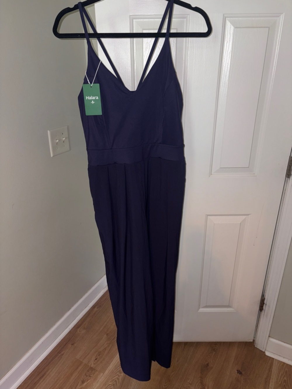 HALARA Deep Navy Spaghetti-Strap Jumpsuit
